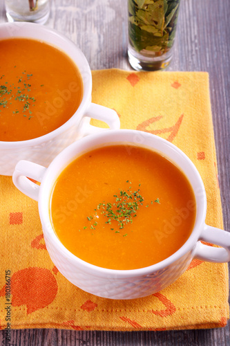 Vegetable soup orange color