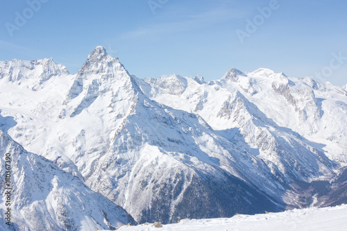 Winter mountains with high peaks. © explorich