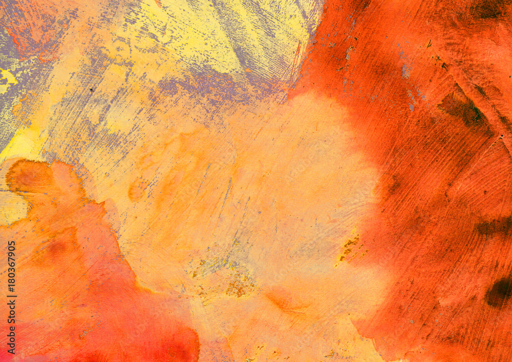Orange artistic abstract painted texture, grunge painting, decorative yellow painting, random brush strokes