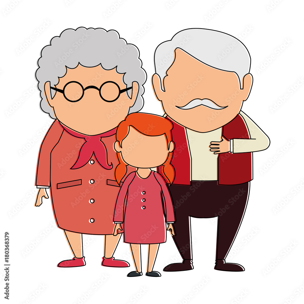 couple of grandparents with granddaughter avatars characters vector illustration design couple of grandparents with granddaughter avatars characters vector illustration design