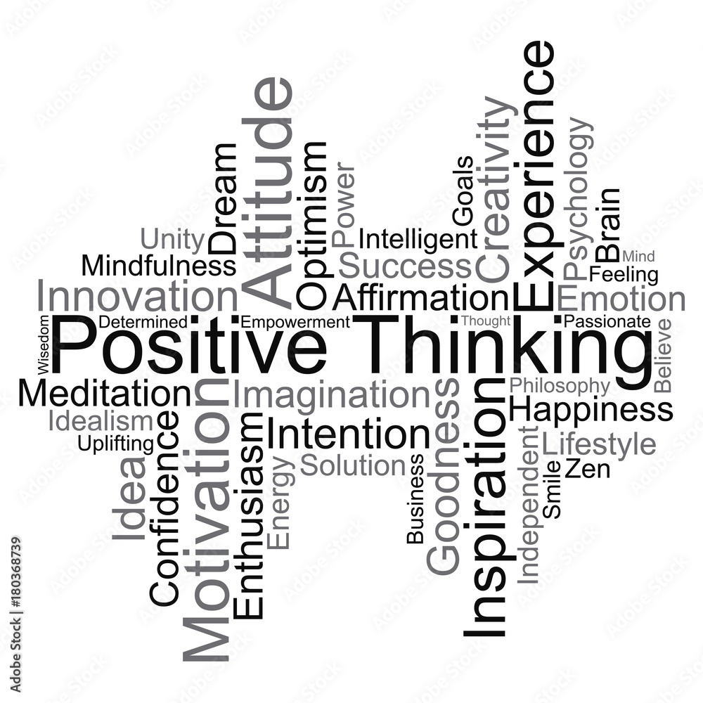 Positive Thinking word cloud, vector
