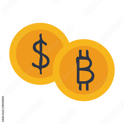 Bitcoin virtual money exchange icon vector illustration graphic design