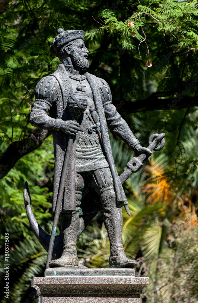 Statue of Vasco da Gama, presented to Evora by the South African province of Natal in 1997, on the 500th anniversary of his discovery of Natal on Christmas day 1497.