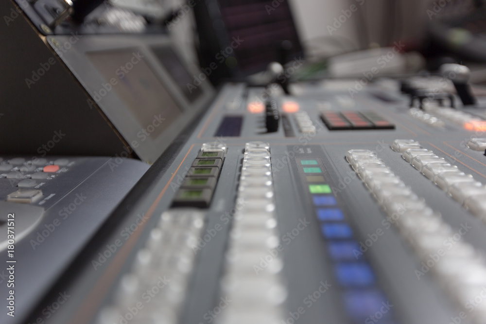 Broadcast studio video and audio switcher mixer Broadcast studio video and audio switcher mixer