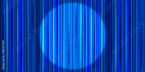 Bright blue curtain with round spotlight lighting, retro theater stage background