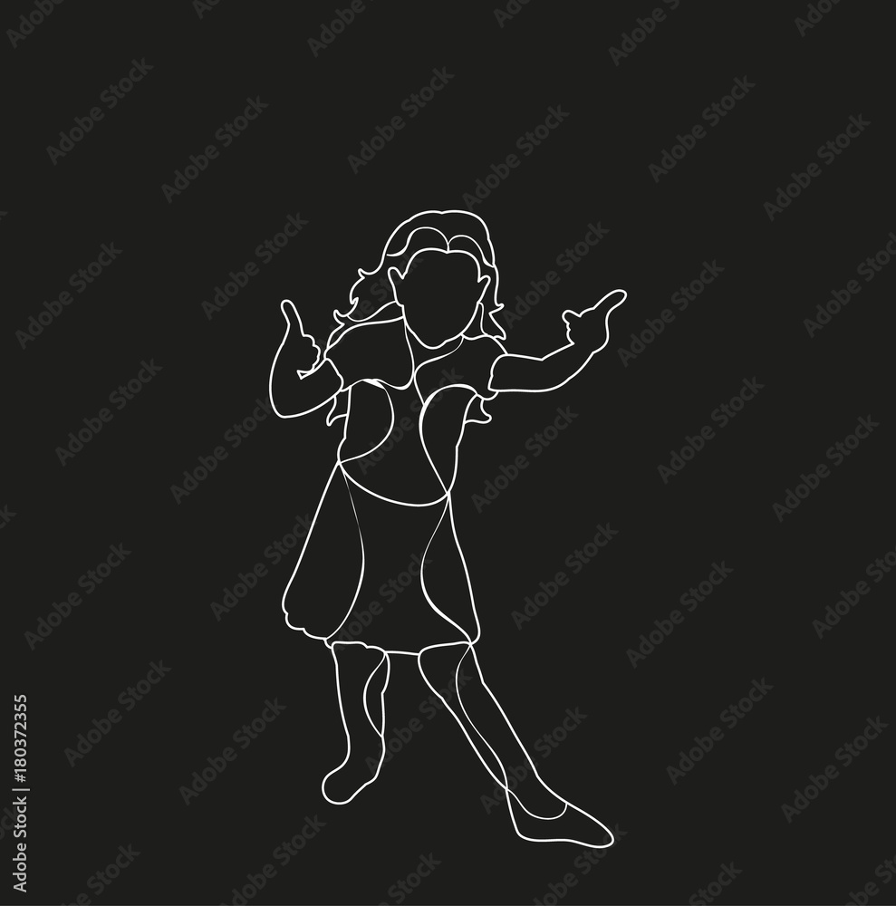 Fototapeta premium sketch of little girl dancing