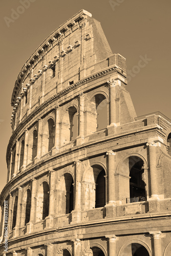 The Roman Colosseum, in sepia toning Rome Italy