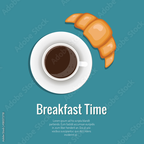  Cappuccino and croissant vector illustration.