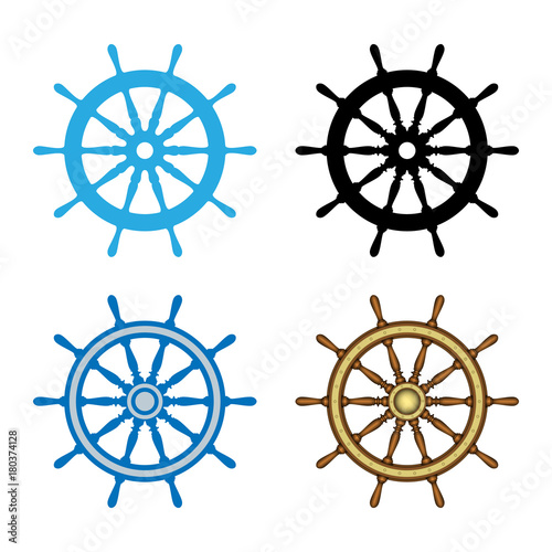 emblem of ship wheel on a white background