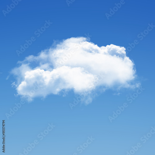 Single cloud isolated over blue sky background 3D illustration  realistic cloud shape rendering