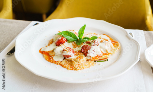 italian ravioli with mozzarella