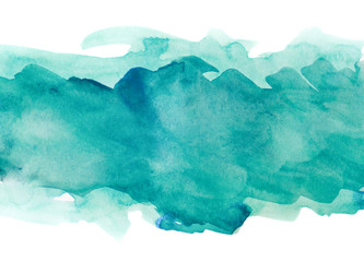 Aquamarine watercolor strip multilayered