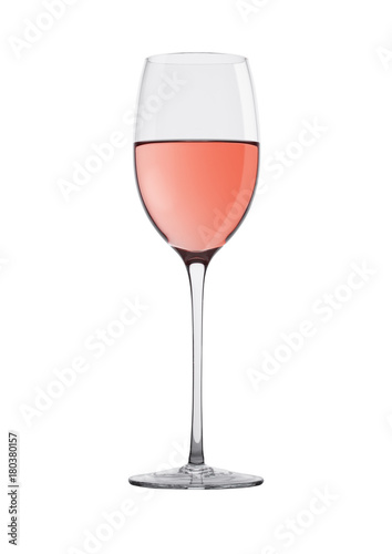 Fototapeta Naklejka Na Ścianę i Meble -  Glass of rose pink wine isolated on white
