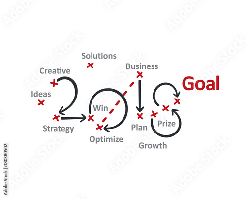 Goal 2018 red marks white background vector