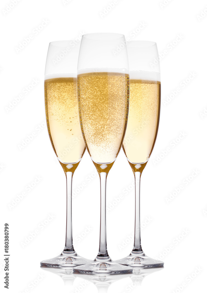 Yellow champagne glasses with bubbles isolated Yellow champagne glasses with bubbles isolated
