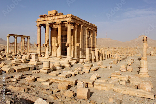 Ruins of the temple of Baal-Shamin in the ancient Semitic city of Palmyra on syrian desert (shortly before the war)