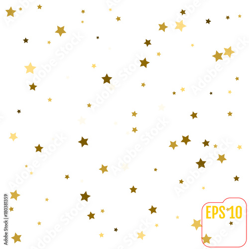 Holiday background with little golden stars isolated on white