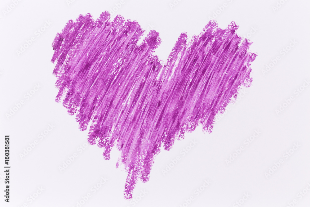 Purple heart crayon draw