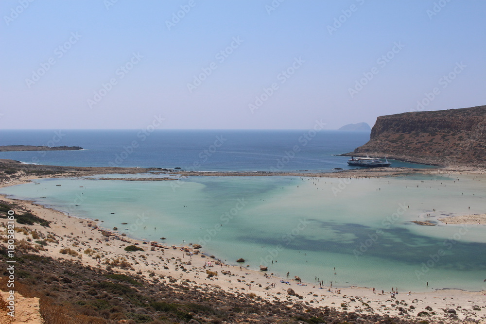 A beautiful view of blue Balos lagoon and beach in Crete Island, Greece. A beautiful view of blue Balos lagoon and beach in Crete Island, Greece.