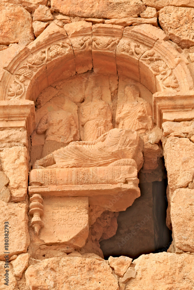 Relief on a tomb in the ancient Palmyra on syrian desert (shortly before the war)