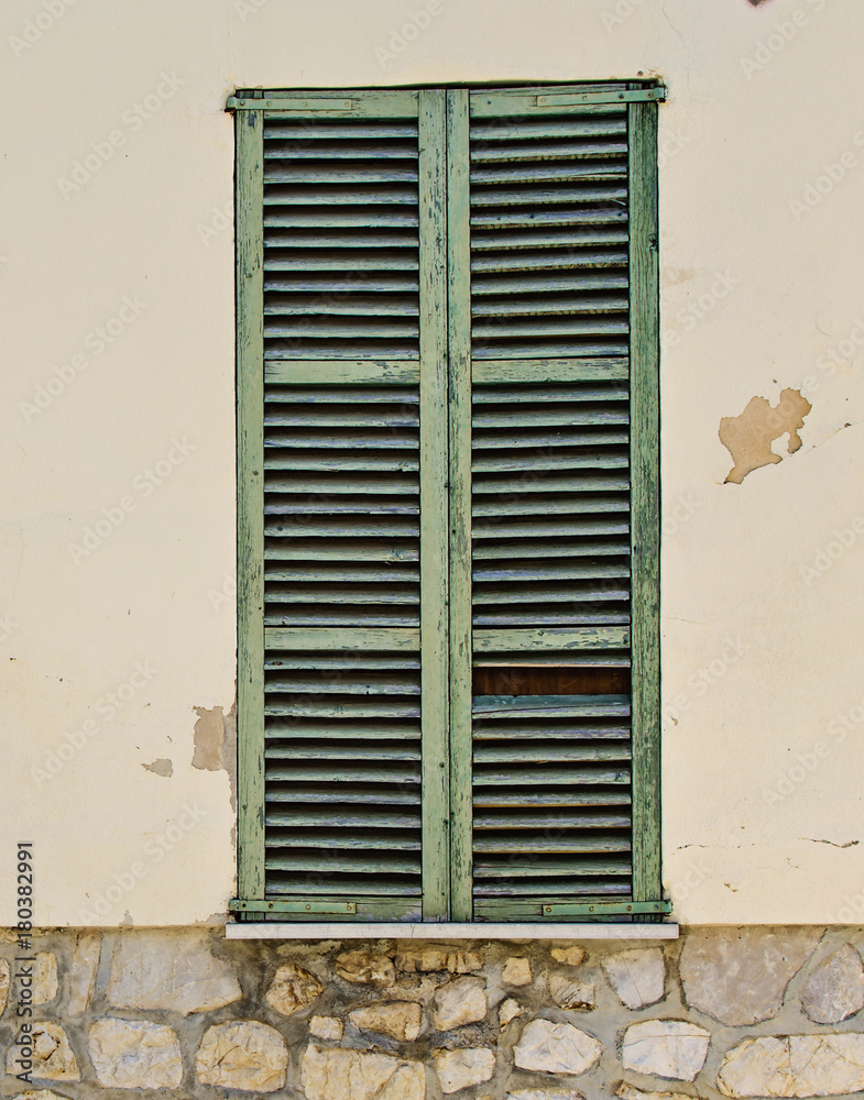 Fototapeta premium Painted window on a house in Majorca, Spain