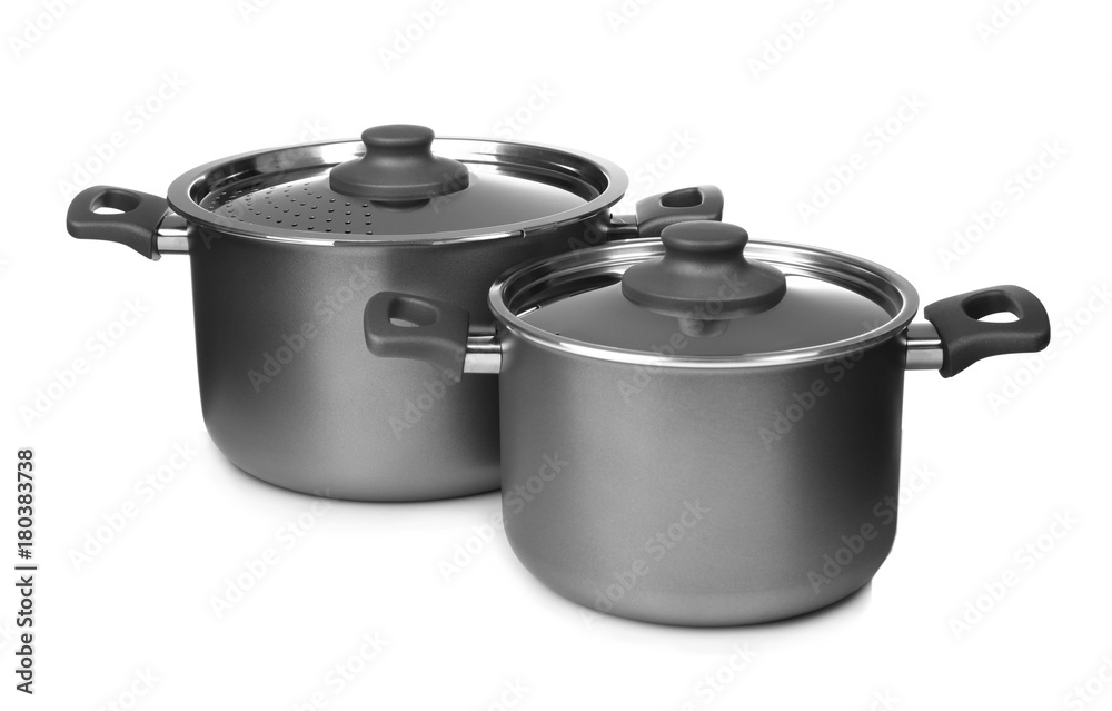 Saucepans on white background Saucepans on white background
