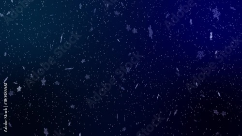 Snow Winter Background with gentle falling shiny Snowflakes in 4K and loopable. Shiny icy Snowflakes falling in Slow-Motion on a black or colored background