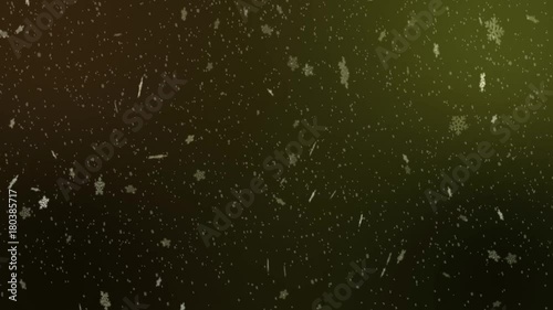 Snow Winter Background with gentle falling shiny Snowflakes in 4K and loopable. Shiny icy Snowflakes falling in Slow-Motion on a black or colored background