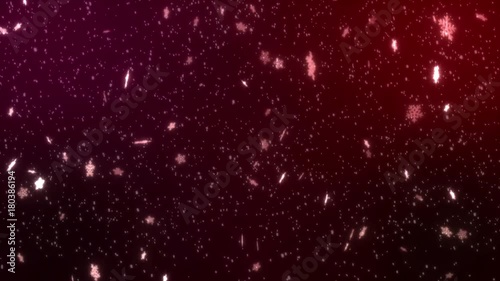 Snow Winter Background with gentle falling shiny Snowflakes in 4K and loopable. Shiny icy Snowflakes falling in Slow-Motion on a black or colored background