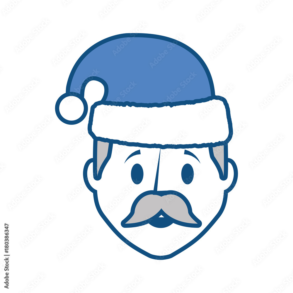 cartoon man with christmas hat icon over white background vector illustration