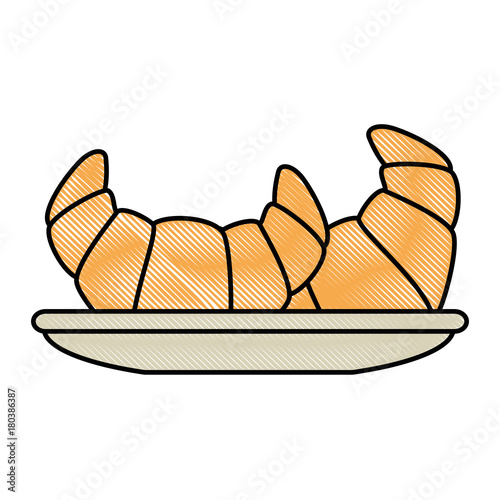 dish with croissants icon vector illustration design