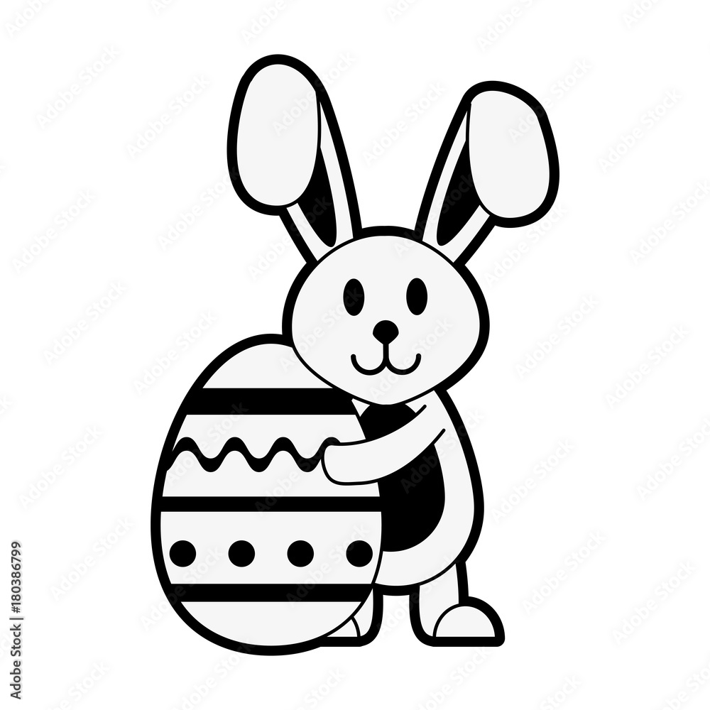 Obraz premium Bunny with easter egg icon vector illustration graphic design