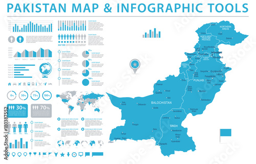 Pakistan Map - Info Graphic Vector Illustration