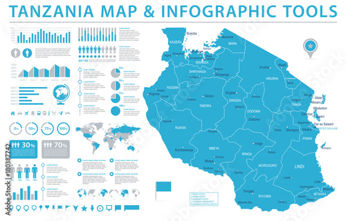 Tanzanian Map - Info Graphic Vector Illustration photo