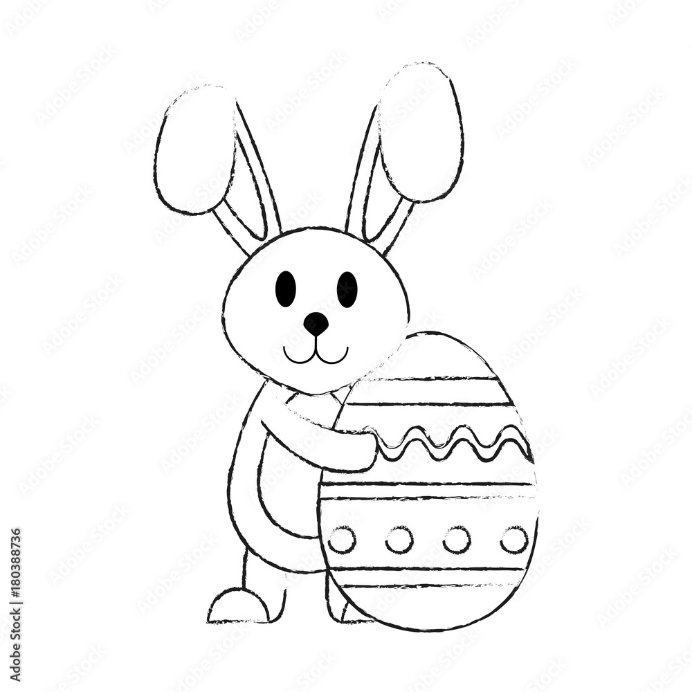 Bunny with easter egg icon vector illustration graphic design