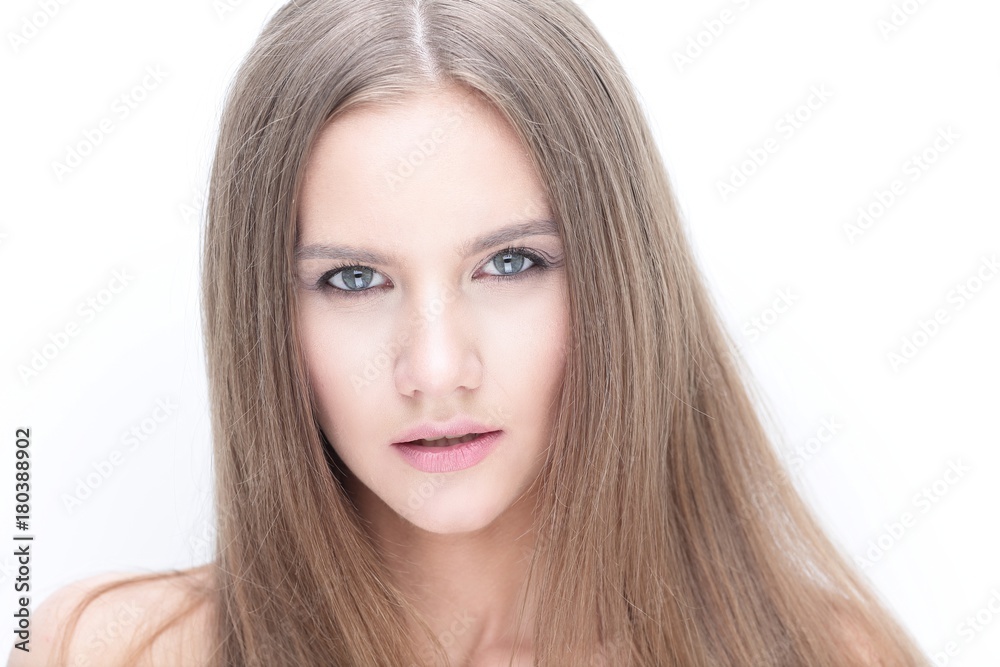 portrait of young modern girl with long hair portrait of young modern girl with long hair