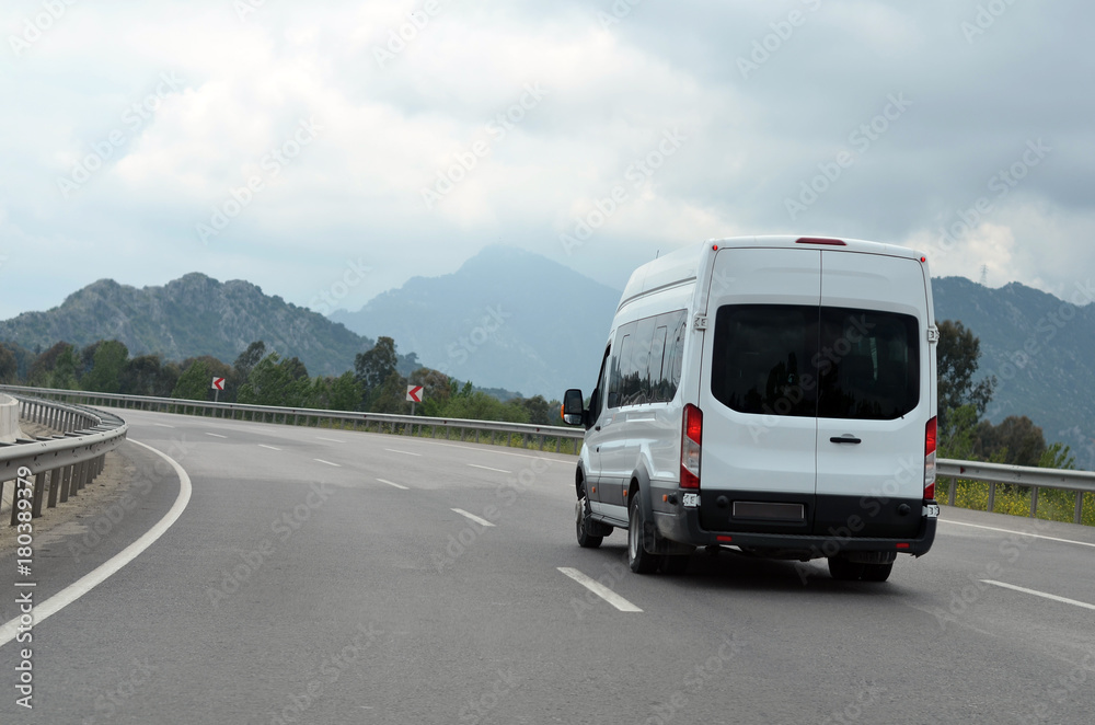 van on mountain highway