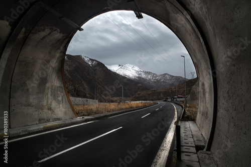 Tunnel and asphalt highway