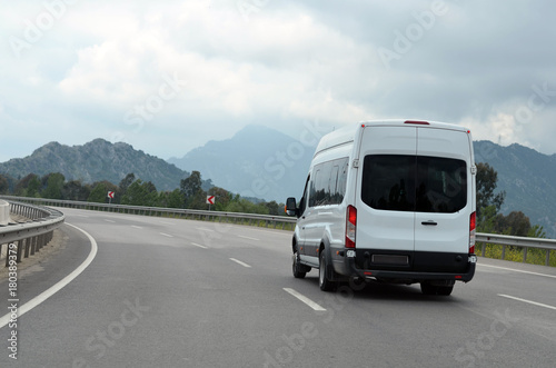 van on mountain highway