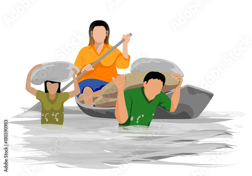 people with flood vector design