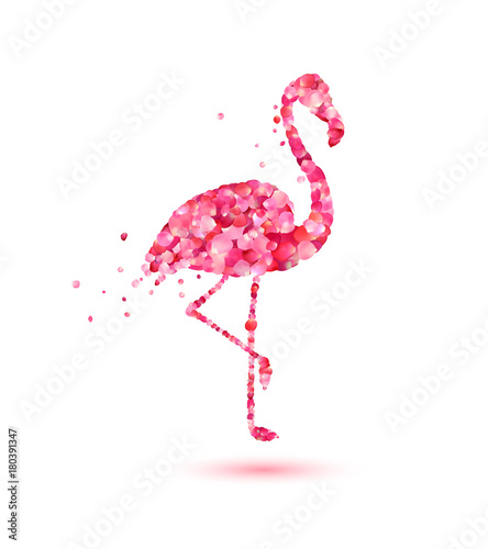 flamingo of pink rose petals. Vector