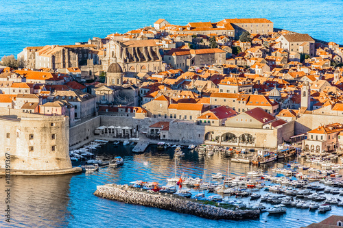 Fotografie Dubrovnik aerial landscape harbor