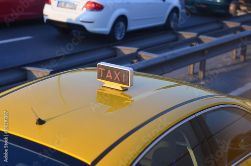 roof taxi car and sign
