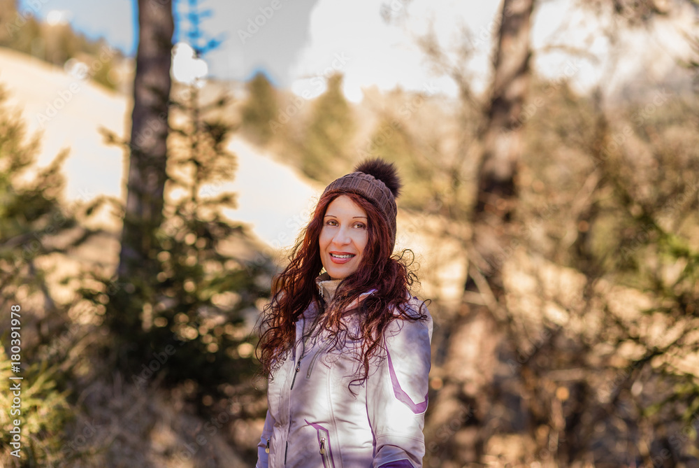 smiling woman in woods smiling woman in woods