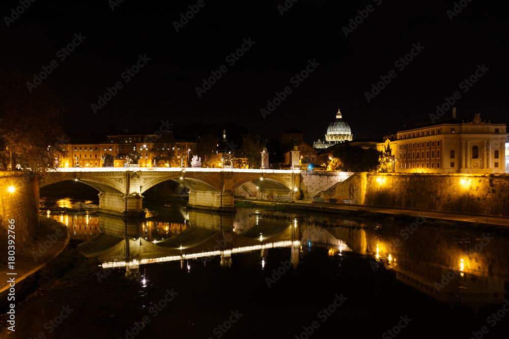 The Papal Basilica of Saint Peter in the Vatican view form the Sant Angelo bridge