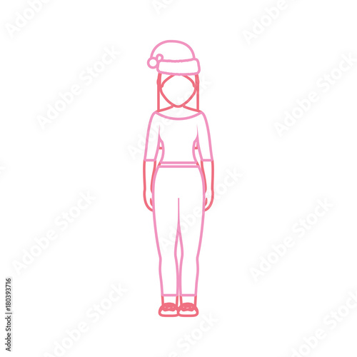 woman stading with christmas hat icon over white background vector illustration