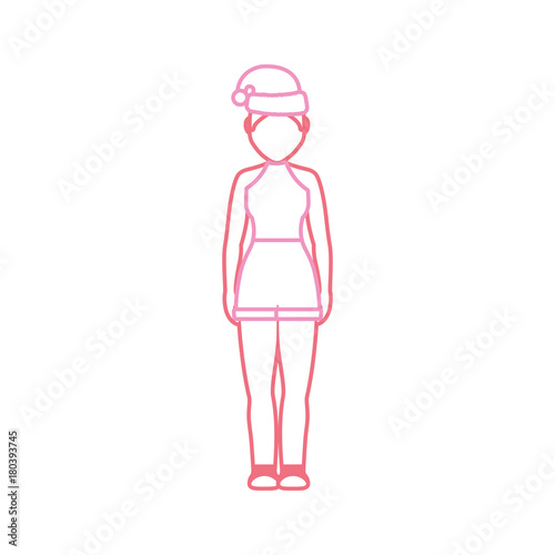 woman stading with christmas hat icon over white background vector illustration