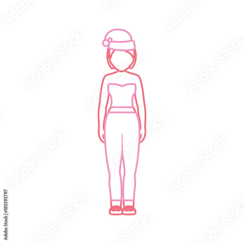 woman stading with christmas hat icon over white background vector illustration