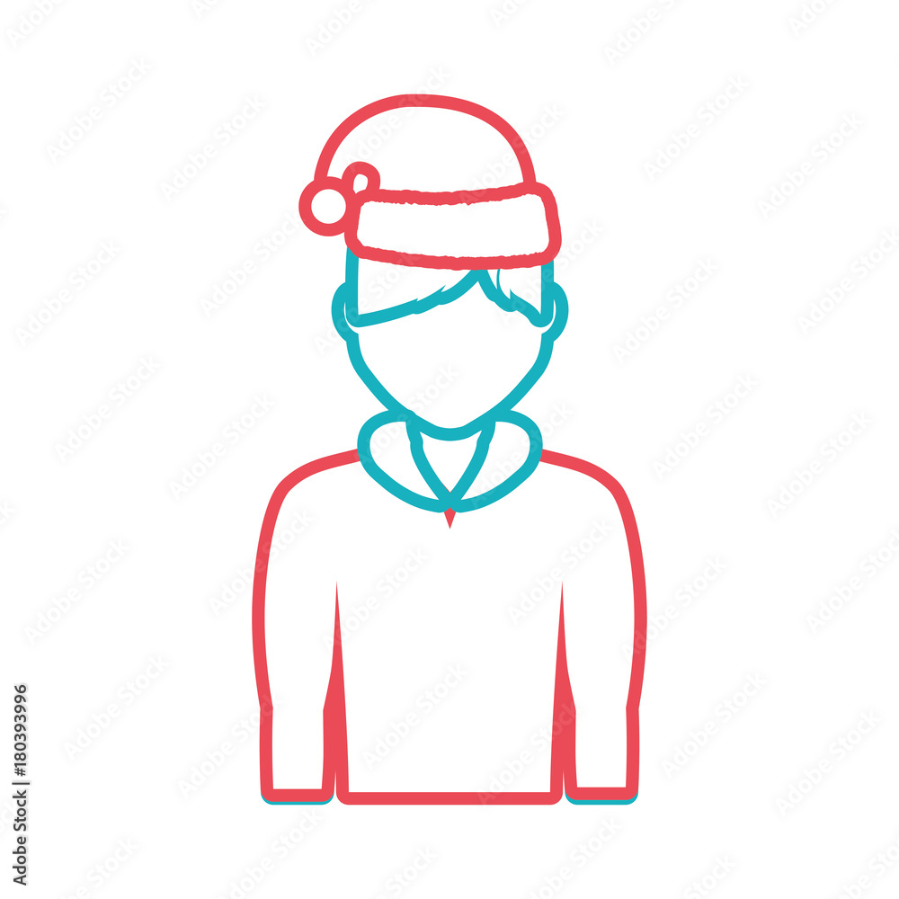 avatar man with christmas hat icon over white background colorful design vector illustration avatar man with christmas hat icon over white background colorful design vector illustration