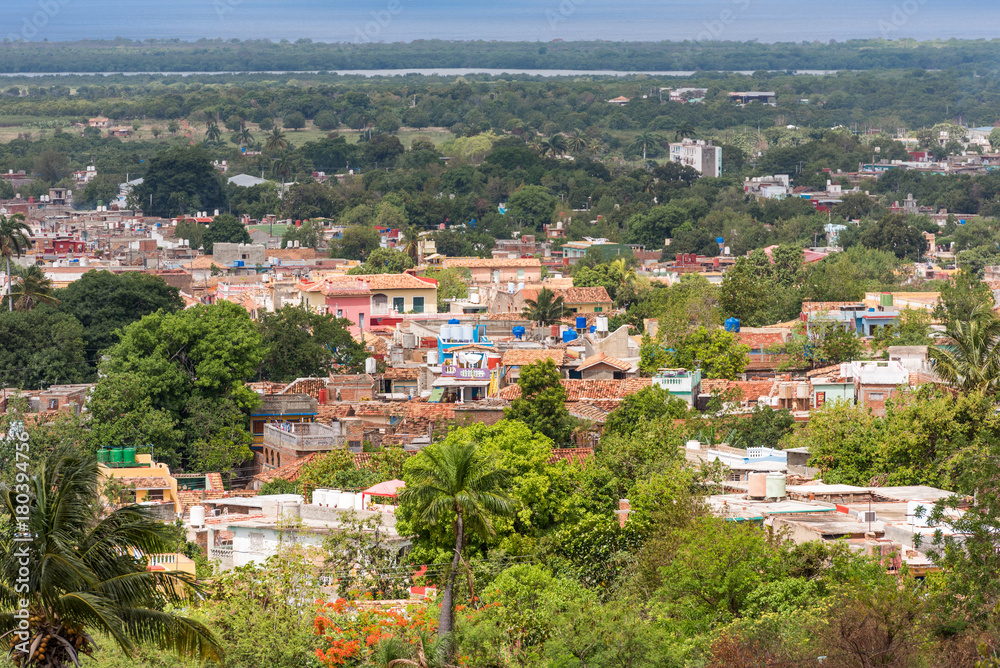 Top view of the city, Trinidad, Sancti Spiritus, Cuba. Copy space for text.
